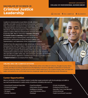 Mercer University B.S. in Criminal Justice Leadership