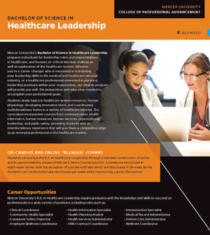 Mercer University B.S. in Healthcare Leadership